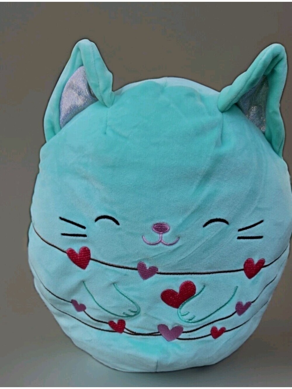 RARE Squishmallows Aqua Color Charisma the Cat 12" No Tag Valentine Hearts